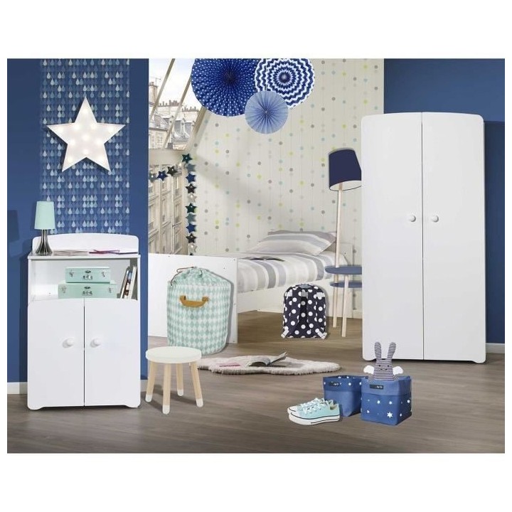Lit bébé combiné évolutif - BABY PRICE - Basic - Blanc - Bouton co