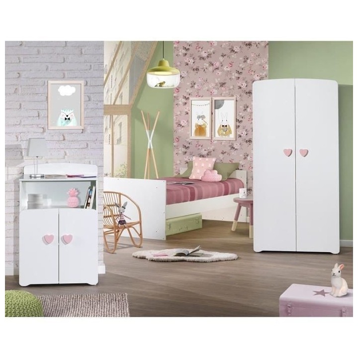 Lit bébé combiné évolutif - BABY PRICE - Basic - Blanc - Bouton co