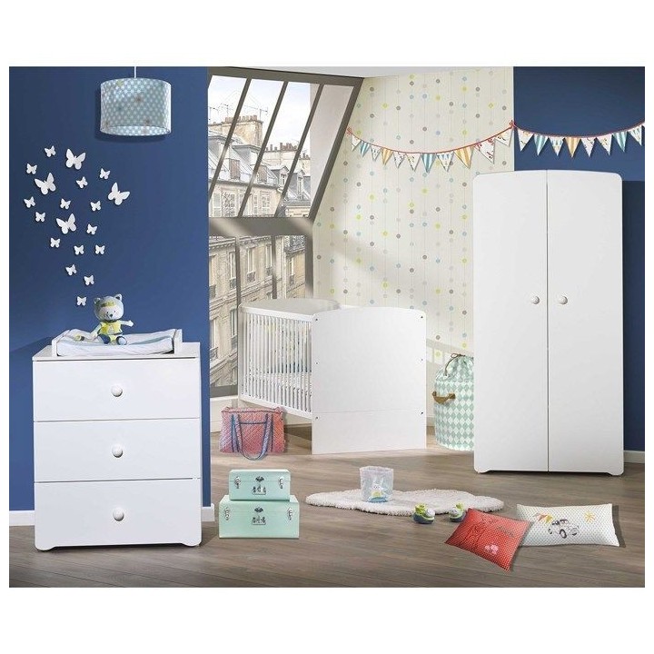 Lit évolutif - 140x70cm - Babyprice Basic - En bois blanc
