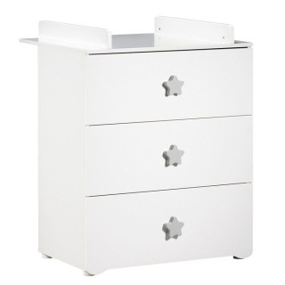 Commode a langer - Babyprice - Basic - 3 tiroirs - Blanche - Boutons