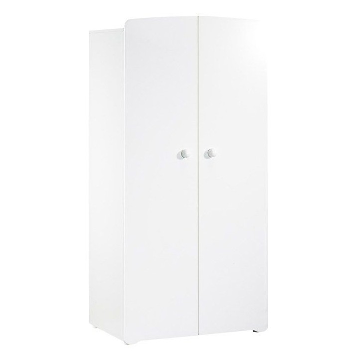Armoire bébé Basic - Blanche - Boutons boule blanc - 2 portes - Baby