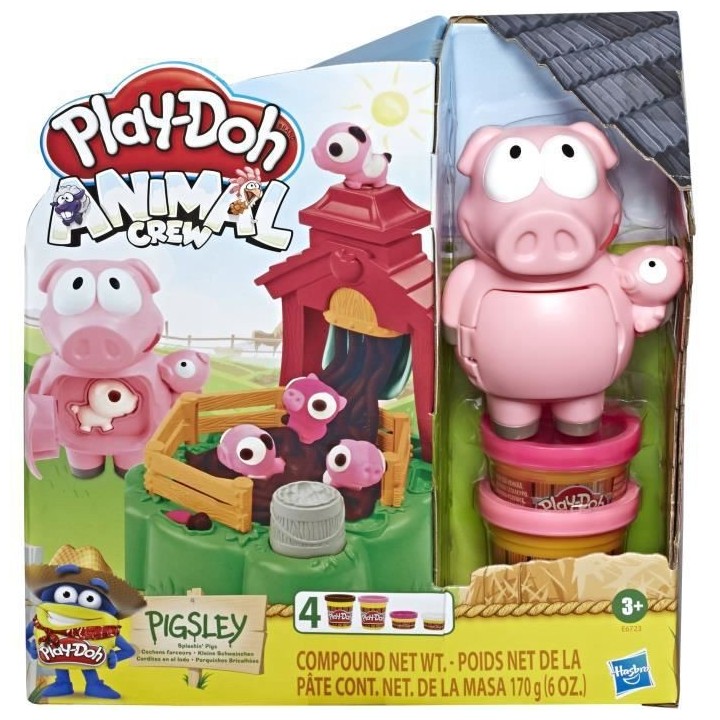 PLAY-DOH - Animal Crew - Pigsley Cochons farceurs avec jeu de ferme et