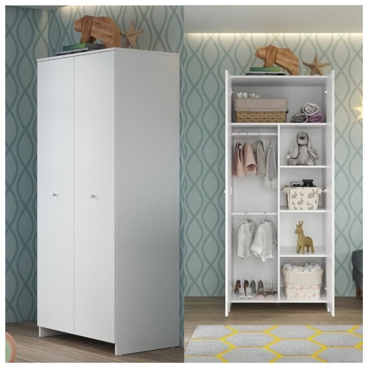 Chambre bébé Trio : Lit 70 x 140 cm + Commode a langer + Armoire NIK