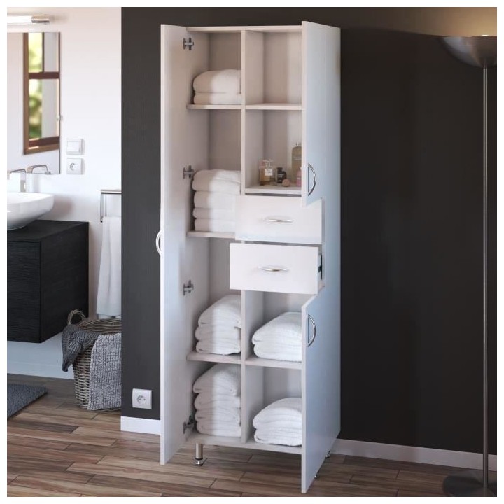 ARMANDO Armoire de Salle de bain 3 portes - L 60 cm - Blanc