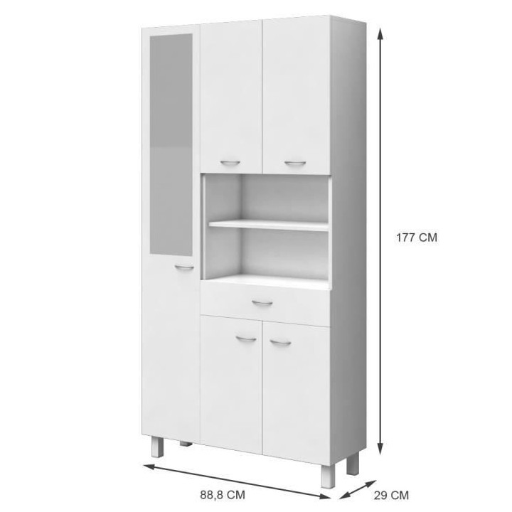 ESSENTIEL - Colonne de salle de bain 5 portes - Blanc - L 88,8 cm