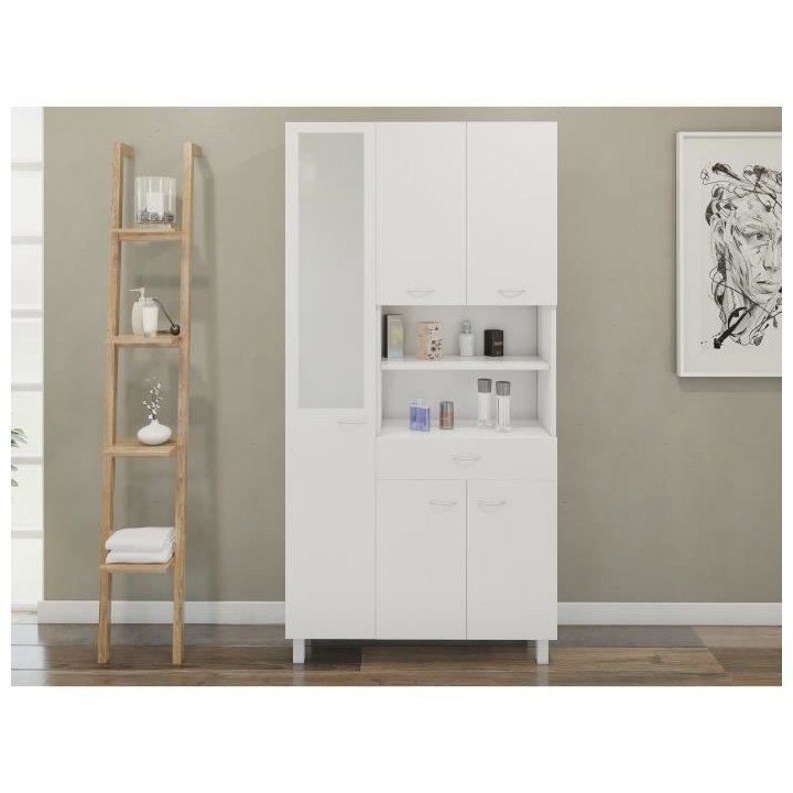 ESSENTIEL - Colonne de salle de bain 5 portes - Blanc - L 88,8 cm