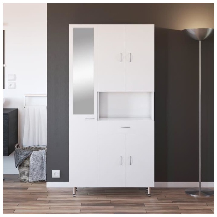 ARMANDO Armoire de salle de bain 5 portes L 88 cm - Blanc Mat