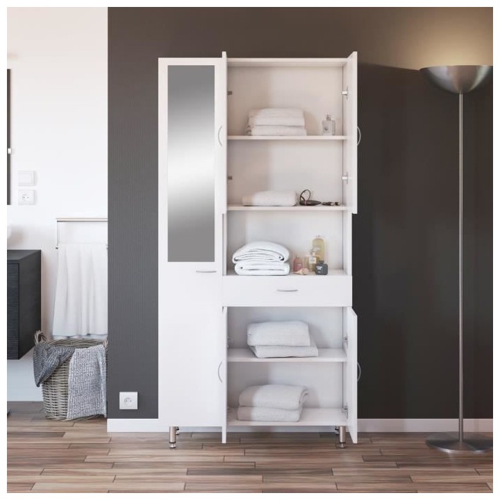 ARMANDO Armoire de salle de bain 5 portes L 88 cm - Blanc Mat