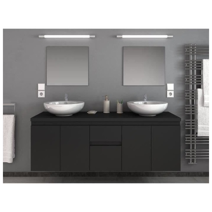 CINA Ensemble salle de bain double vasque L 150 cm - Gris mat