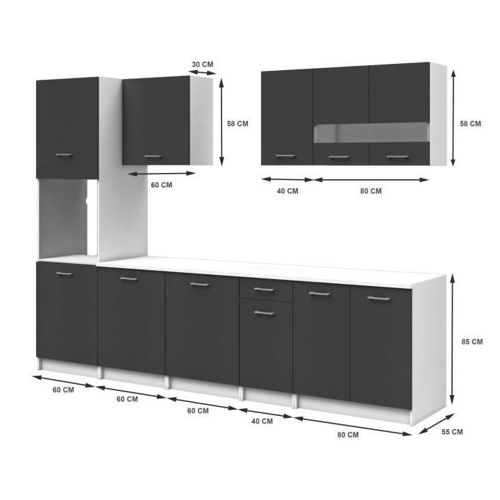 EXTRA Cuisine complete avec colonne four et plan de travail inclus L 3