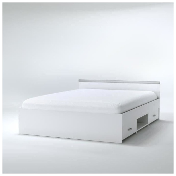 PARISOT ZODIAC Lit adulte 140 x 190 cm - Contemporain - Blanc mat