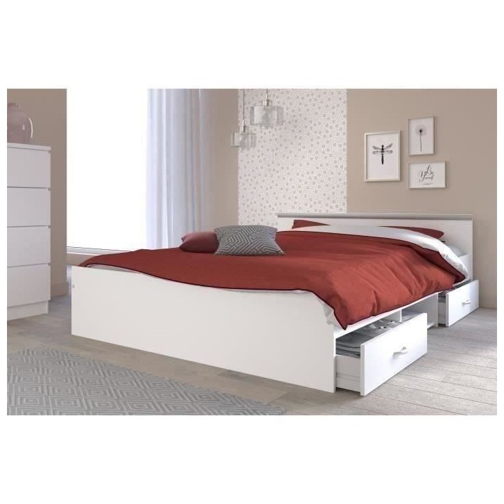 PARISOT ZODIAC Lit adulte 140 x 190 cm - Contemporain - Blanc mat