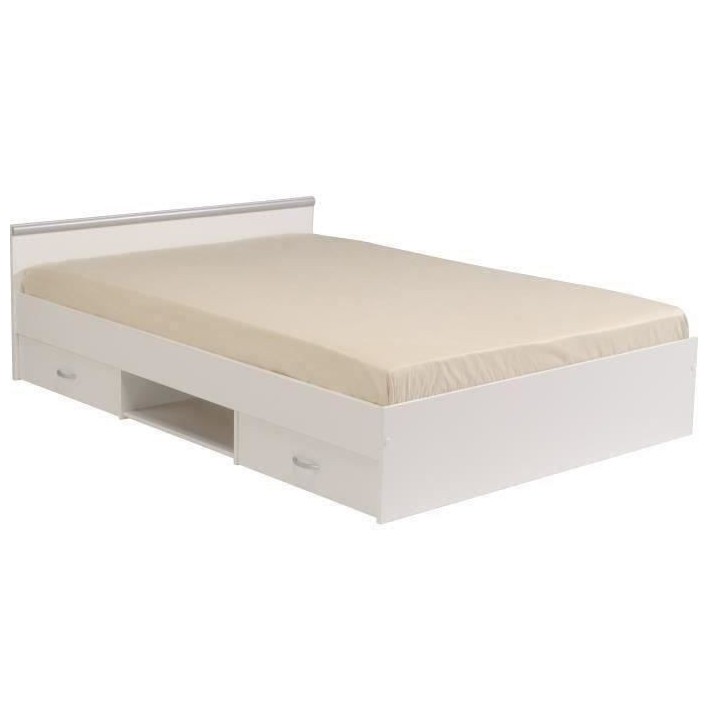 PARISOT ZODIAC Lit adulte 140 x 190 cm - Contemporain - Blanc mat