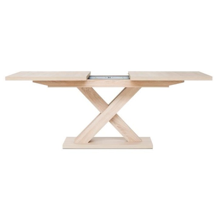 Table extensible mélaminé contemporaine pieds central en croix L 160