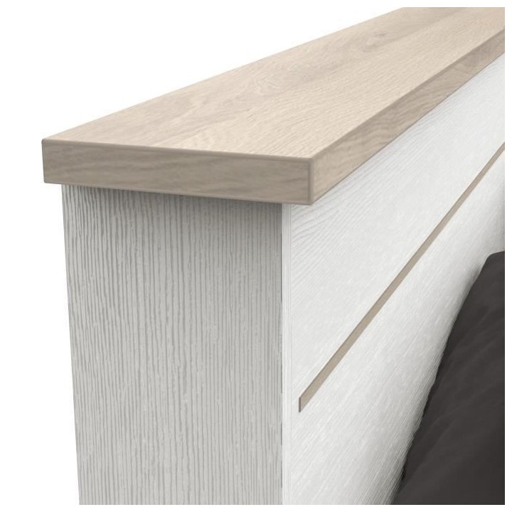 Lit adulte COTTAGE 140x190/200 cm - Mélamine blanc et décor chene Kr