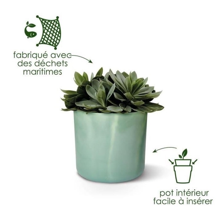 ELHO The Ocean Collection Pot de fleurs ronde 22 - Vert - Ø 22 x H 20