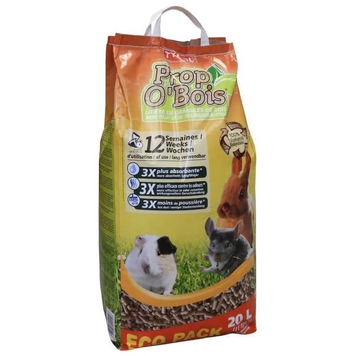 TYROL Litiere Prop'O Bois - Rongeurs - 20 L
