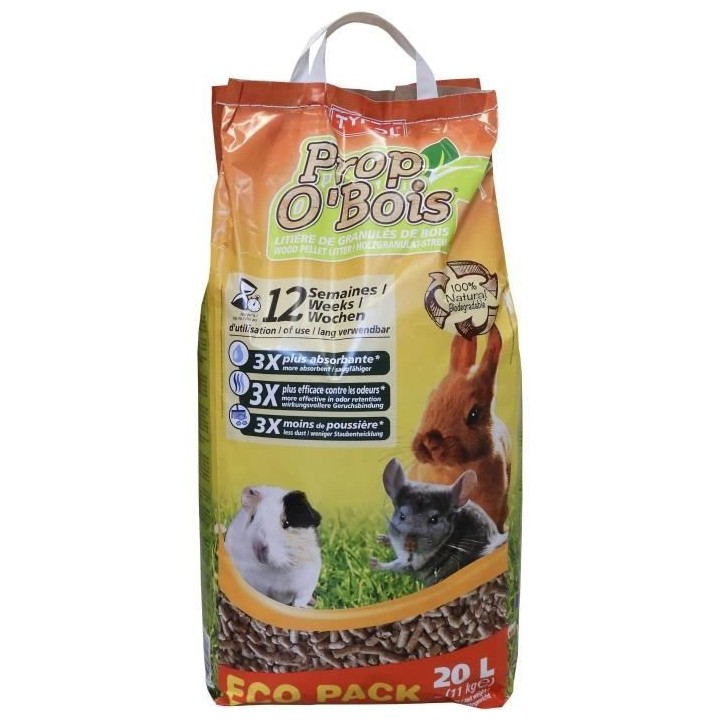 TYROL Litiere Prop'O Bois - Rongeurs - 20 L