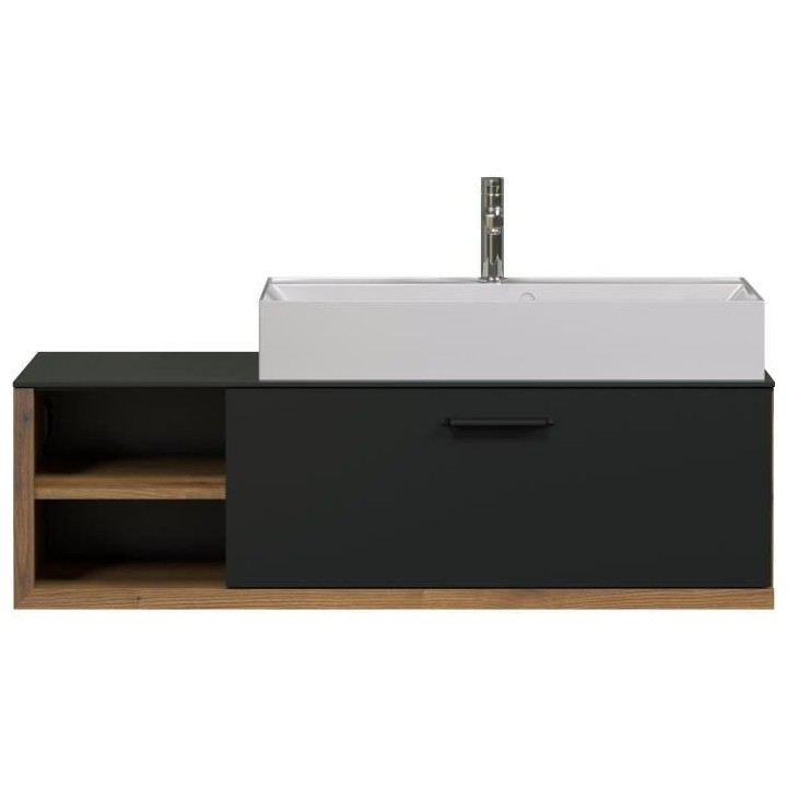 Meuble avec vasque suspendu - SYNNAX - 1 Abattant + 2 Niches - L120 x