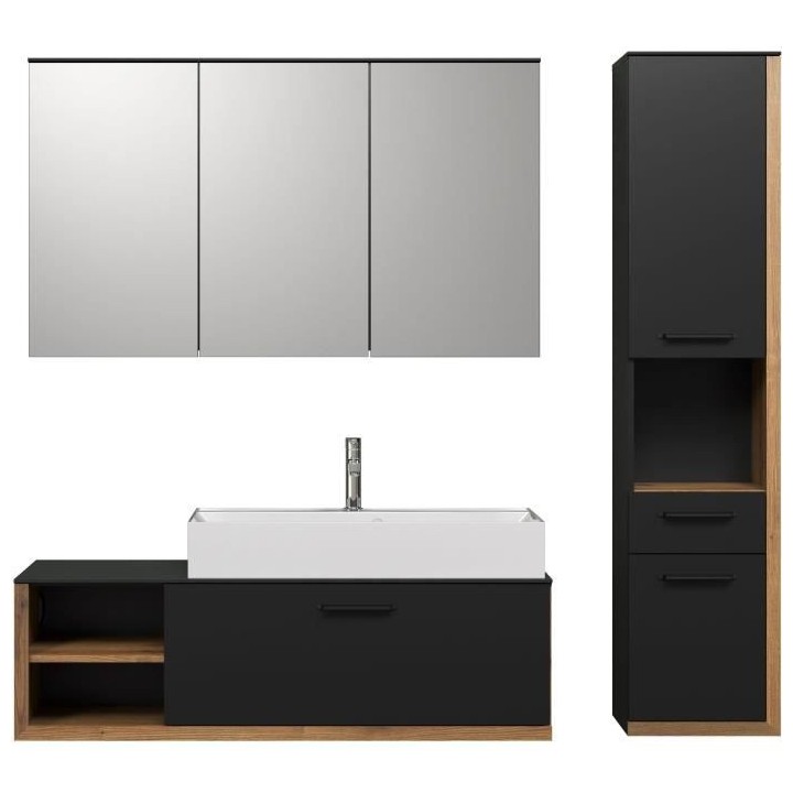 SYNNAX Salle de bain complete - Meuble sous vasque + vasque + armoire