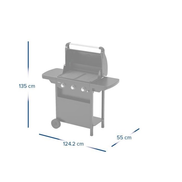 Barbecue gaz CLASS 3L COMPACT 3 brûleurs en acier - Surface de cuisso