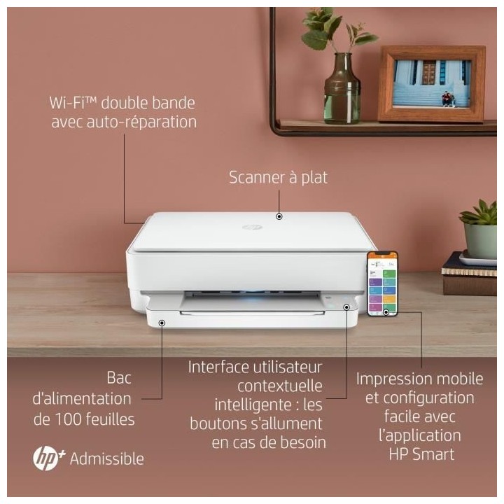 Imprimante tout-en-un HP Envy 6022e Jet d'encre couleur - Copie Scan -