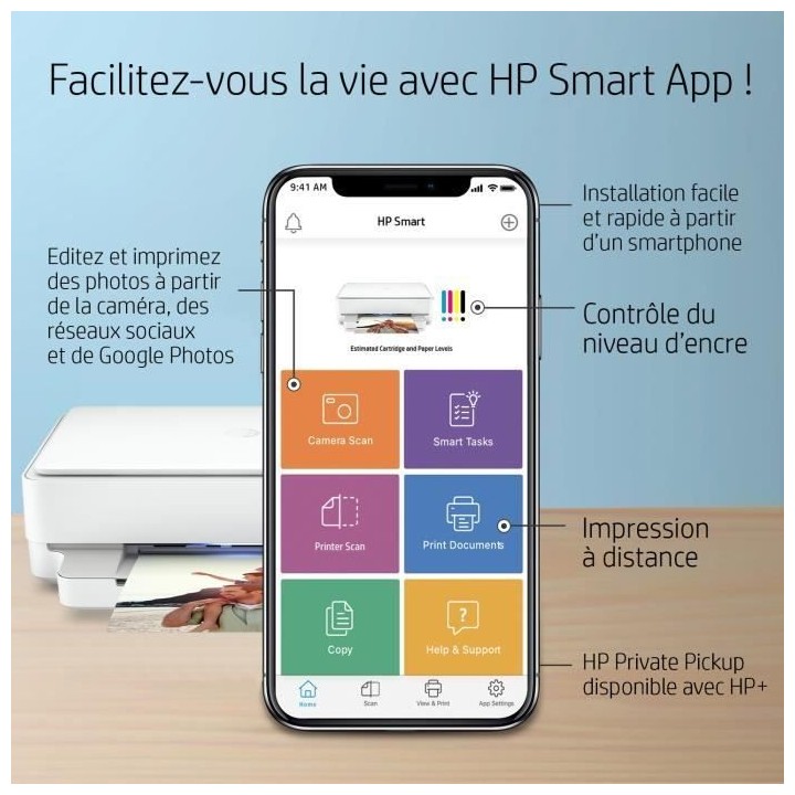 Imprimante tout-en-un HP Envy 6022e Jet d'encre couleur - Copie Scan -