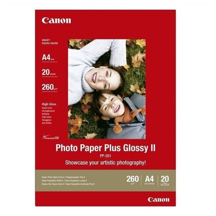 Papier photo brillant CANON PP-201 - 20 feuilles A4 265gr