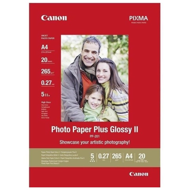 Papier photo brillant CANON PP-201 - 20 feuilles A4 265gr