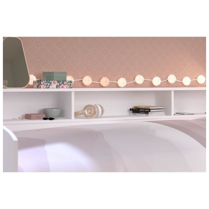 Lit banquette 2 tiroirs 90 x 200/190 cm - MDF - Mat décor chene et bl