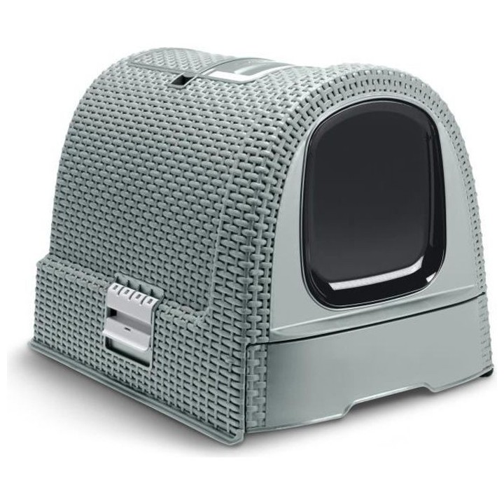 CURVER Bac a litiere pour chats - Bleu gris - Pour chat - 51 x 38,5 x