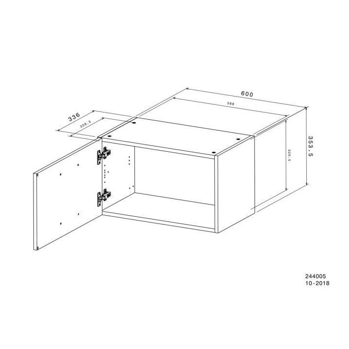 Meuble haut court 1 porte - OSLO - Blanc - L 60 x P 36 x H 35 cm - Cui
