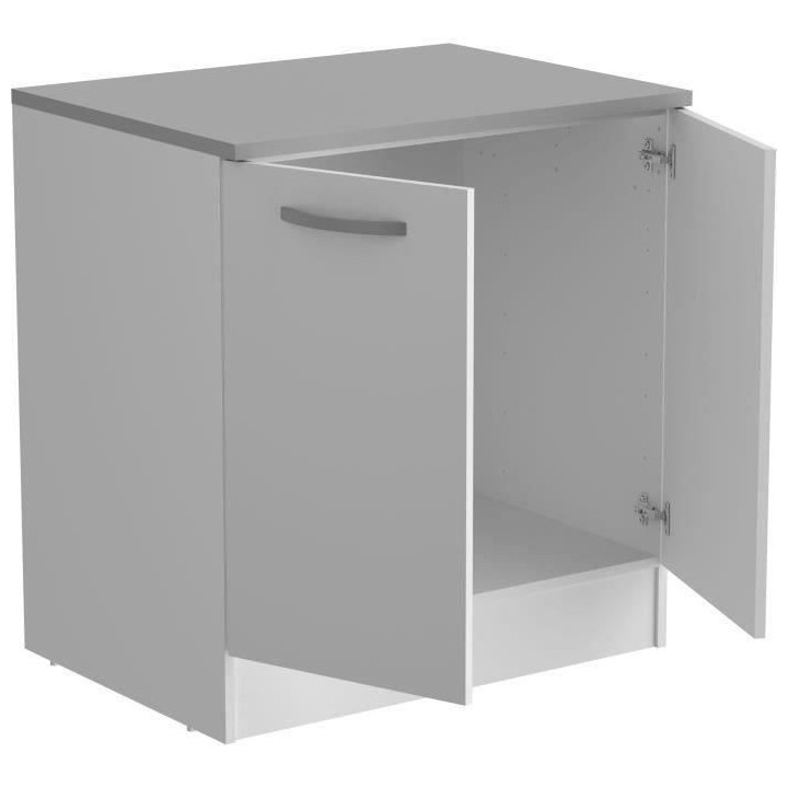 Meuble bas cuisine - OSLO - 2 portes - Blanc - L 80 x P 60 x H 86 cm