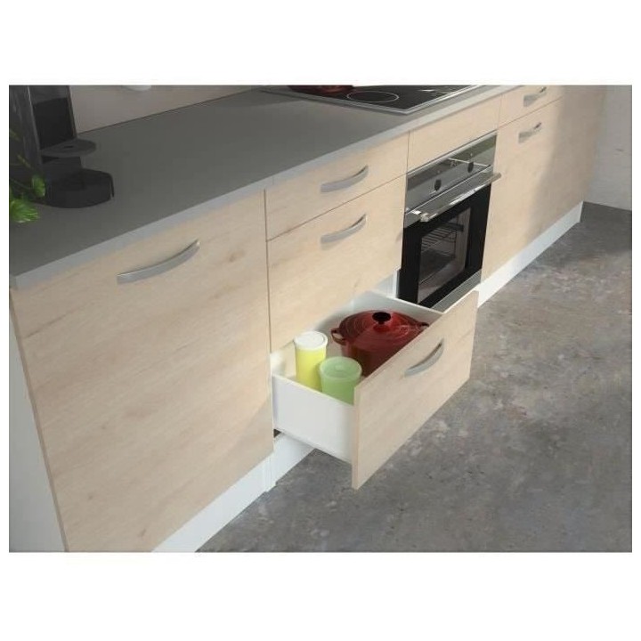 Cuisine complete OSLO - L 300 cm - Décor chene - Plan de travail incl