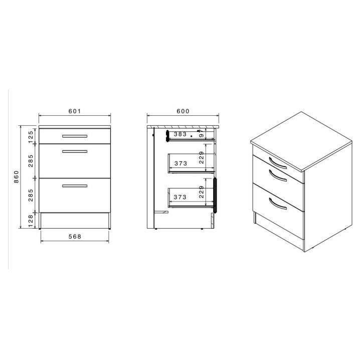 Cuisine complete OSLO - L 300 cm - Décor chene - Plan de travail incl