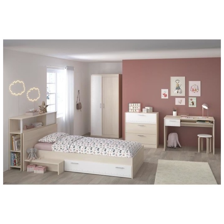 PARISOT Chambre enfant complete - Tete de lit + lit + commode + armoir