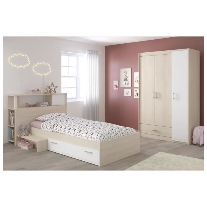 PARISOT Chambre enfant complete - Tete de lit + lit + armoire - Style