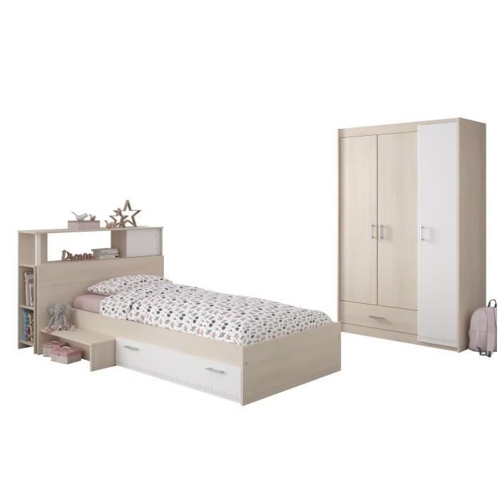 PARISOT Chambre enfant complete - Tete de lit + lit + armoire - Style