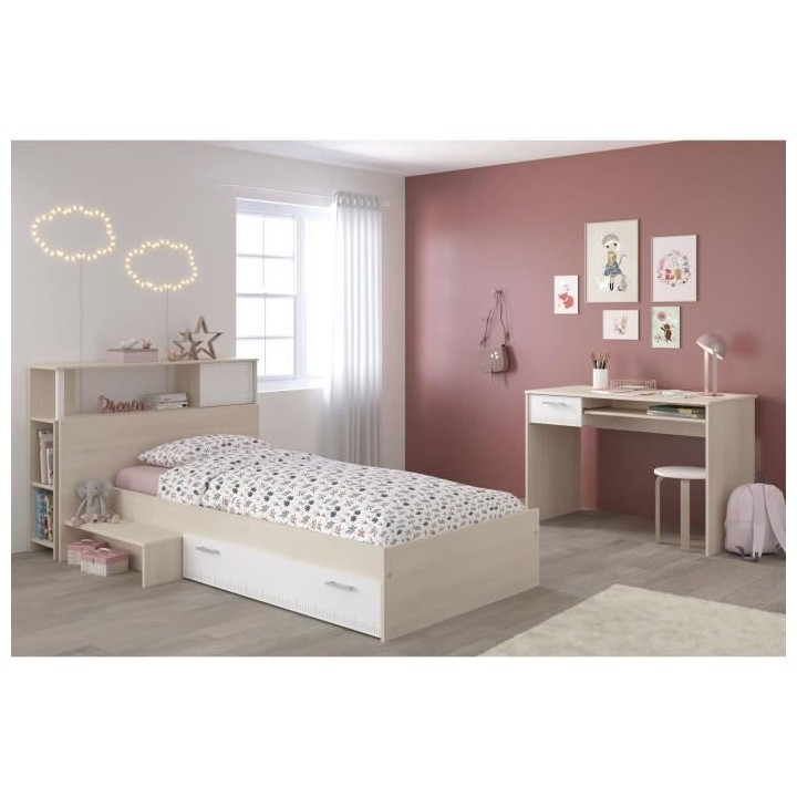 PARISOT Chambre enfant complete Tete de lit + lit + bureau - Style con
