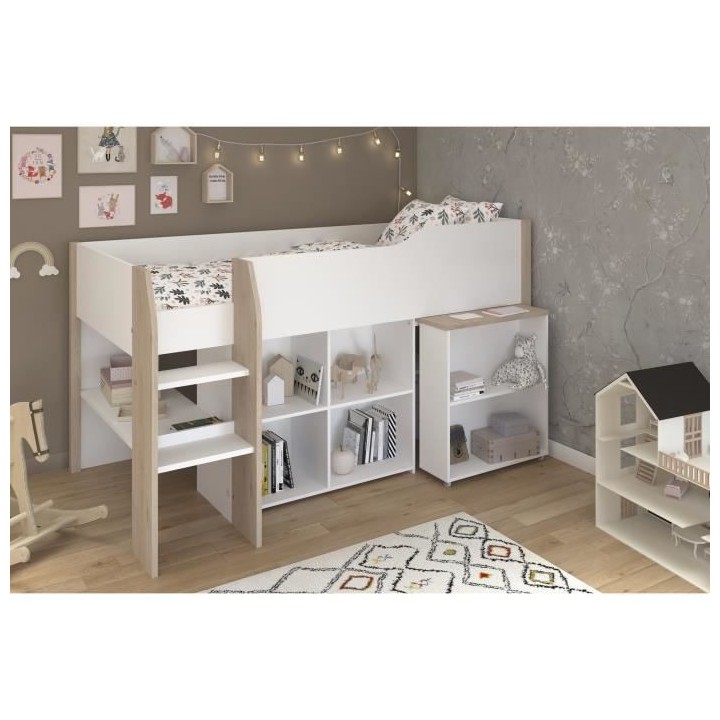 Lit combiné enfant avec bureau rétractable - PARISOT - LIAM - Blanc