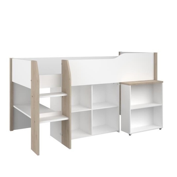 Lit combiné enfant avec bureau rétractable - PARISOT - LIAM - Blanc