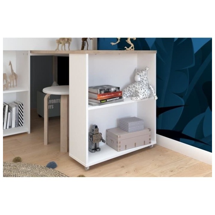 Lit combiné enfant avec bureau rétractable - PARISOT - LIAM - Blanc