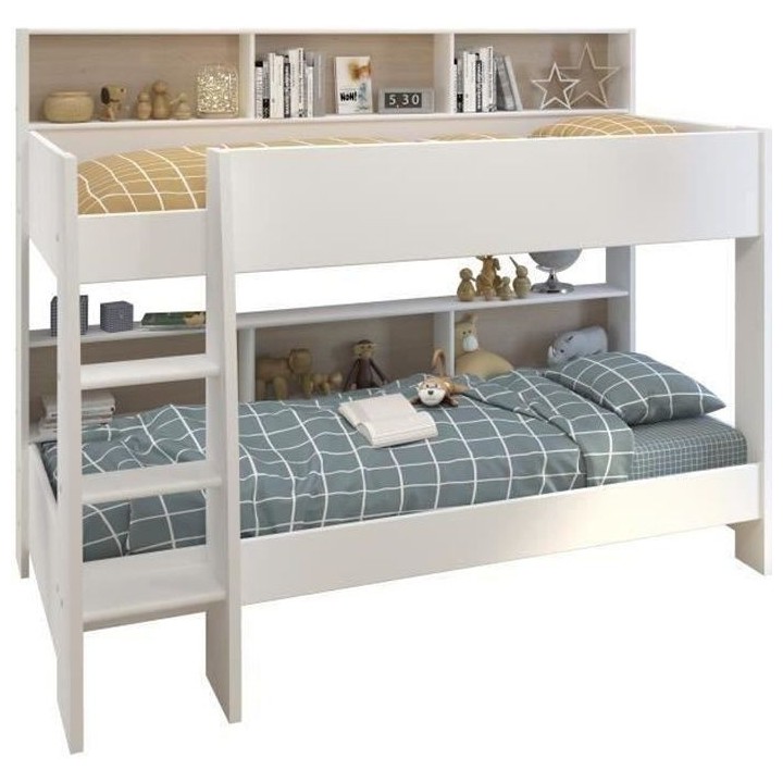 PARISOT Lits superposés enfant - Décor Chene et Blanc Ombre - Sommie