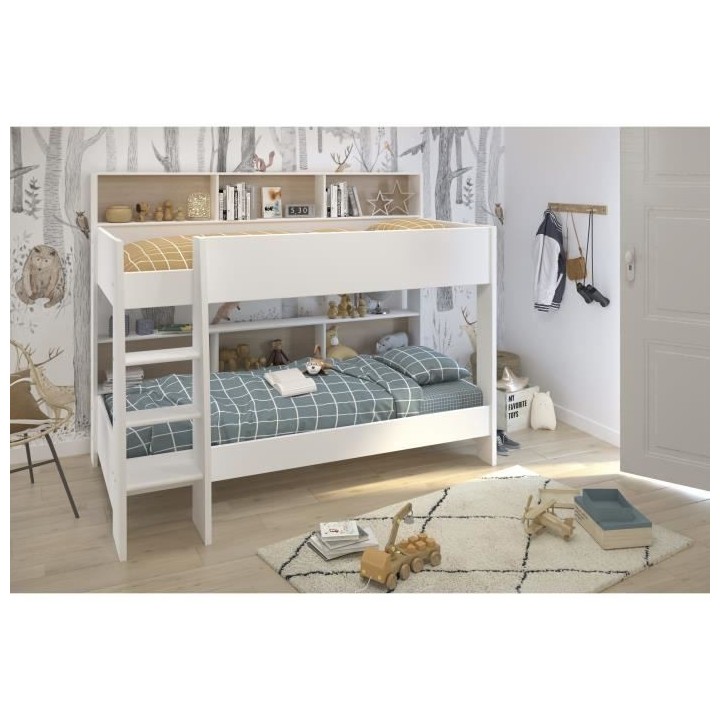 PARISOT Lits superposés enfant - Décor Chene et Blanc Ombre - Sommie