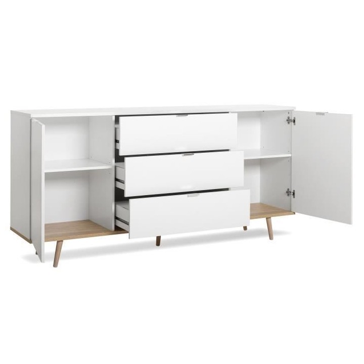 GÖTEBORG Buffet bas - Style scandinave - Décor chene et blanc - L 18