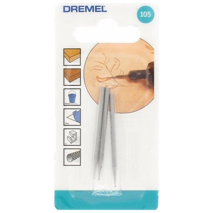 Fraises a Graver DREMEL 105 - Lot de 3 - ø 0,8mm - Sculpture et Gravu