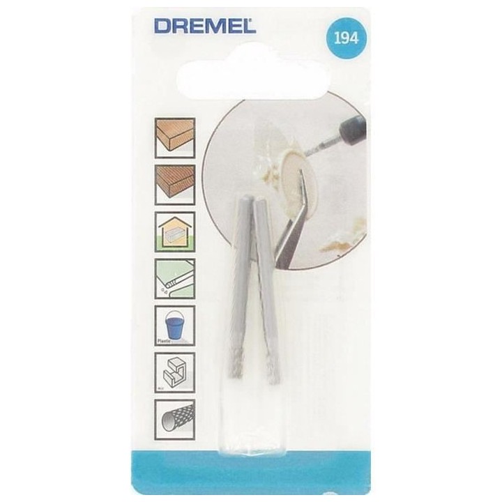 Fraises DREMEL 194 en acier rapide pour sculpture et gravure - Lot de