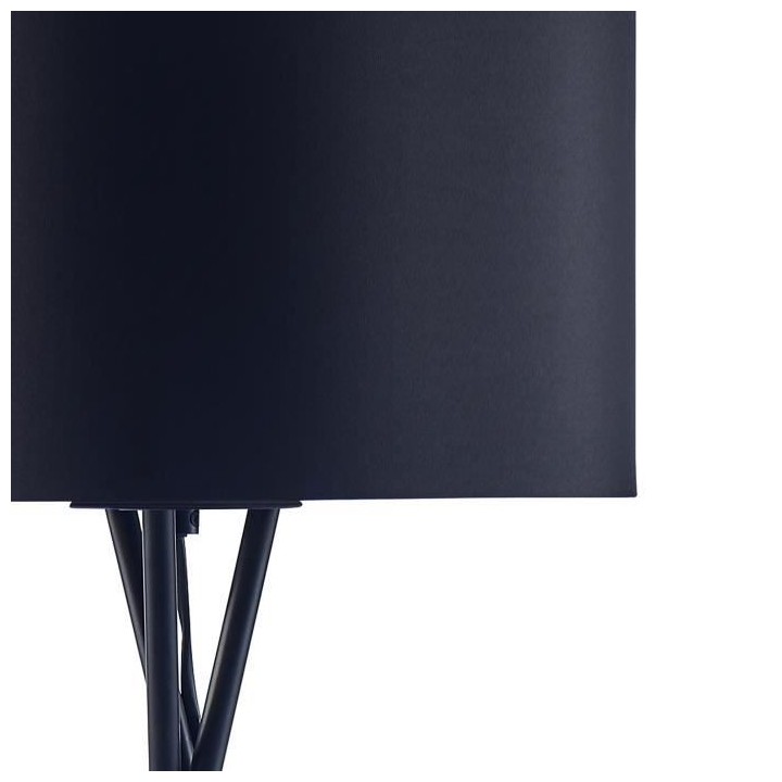 MIKADO - Lampadaire Trépied Métal Noir - Abat jour tissu Noir et dor