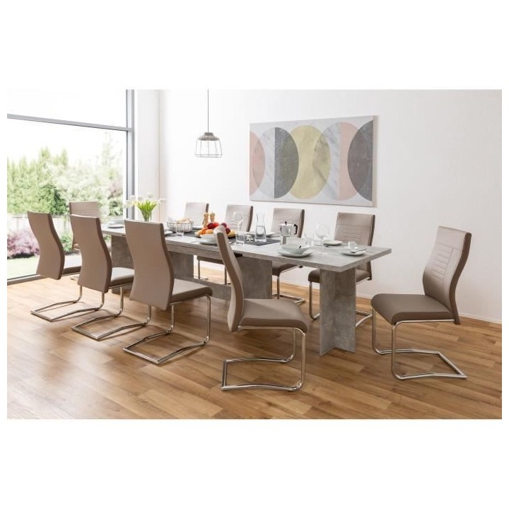 Table a manger extensible de 8 a 12 personnes - Classique - Effet bét