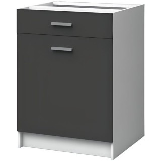 EXTRA - Meuble bas de cuisine 60cm 1 Tiroir - Gris Mat